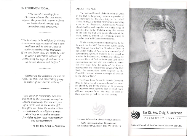 NCC Brochure 1998/99 Bishop Craig Anderson, President